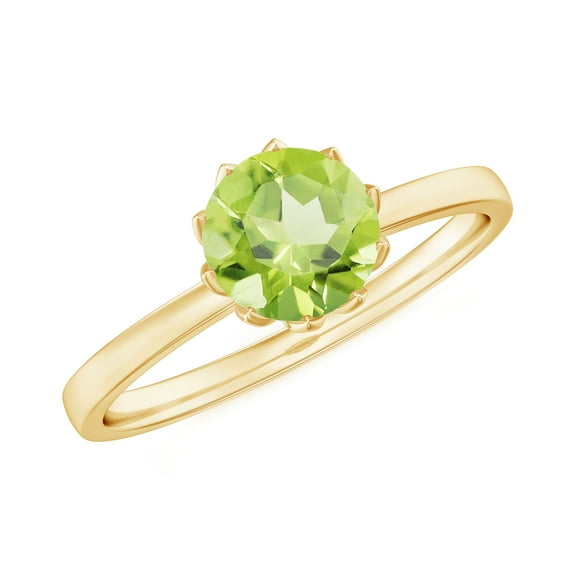 Rosec Jewels Peridot Solitaire Engagement Ring 2 Carat - August Birthstone Ring for Women - 8 mm - AAA Quality Certified, 10K Yellow Gold, US 7.00