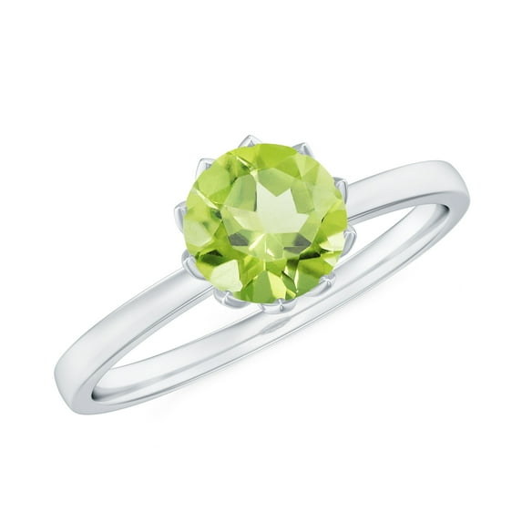 Rosec Jewels Peridot Solitaire Engagement Ring 2 Carat - August Birthstone Ring for Women - 8 mm - AAA Quality Certified, 925 Sterling Silver, US 4.00