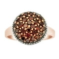 thumbnail image 1 of AFFY Round Shape Red Natural Diamond Cluster Promise Ring In 14K Rose Gold Over Sterling Silver (1 Cttw), 1 of 1