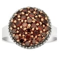 thumbnail image 1 of AFFY Round Shape Red Natural Diamond Cluster Promise Ring In 14K White Gold Over Sterling Silver (1 Cttw), 1 of 1