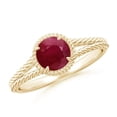 thumbnail image 1 of Round Shape Red Ruby Band Ring Women 925 Sterling Silver Yellow Gold Plated July Birthstone Mothers Day Women Gift Gemstone Jewelry, 1 of 5