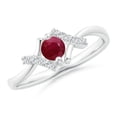thumbnail image 1 of Round Shape Red Ruby CZ Diamond Band Ring Women 925 Sterling Silver July Birthstone Engagement Anniversary Gift Gemstone Jewelry, 1 of 5