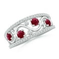 thumbnail image 1 of Round Shape Red Ruby CZ Diamond Band Ring Women 925 Sterling Silver July Birthstone Mothers Day Women Gift Gemstone Jewelry, 1 of 5