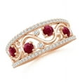 thumbnail image 1 of Round Shape Red Ruby CZ Diamond Band Ring Women 925 Sterling Silver Rose Gold Plated July Birthstone Mothers Day Women Gift Gemstone Jewelry, 1 of 5