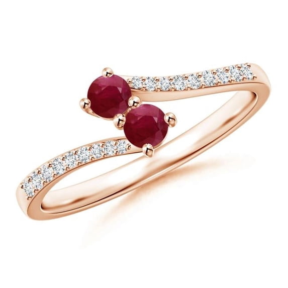 Round Shape Red Ruby CZ Diamond Band Ring Women 925 Sterling Silver Rose Gold Plated July Birthstone Wedding Anniversary Gift Gemstone Jewelry