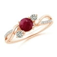 thumbnail image 1 of Round Shape Red Ruby CZ Diamond Band Ring Women 925 Sterling Silver Rose Gold Plated July Birthstone Wedding Valentines Day Gift Gemstone Jewelry, 1 of 5
