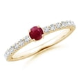 thumbnail image 1 of Round Shape Red Ruby CZ Diamond Band Ring Women 925 Sterling Silver Yellow Gold Plated July Birthstone Christmas New Year Gift Gemstone Jewelry, 1 of 5