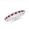 thumbnail image 1 of Round Shape Red Ruby CZ Diamond Eternity Band Ring Women 925 Sterling Silver July Birthstone Engagement Anniversary Gift Gemstone Jewelry, 1 of 5