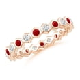 thumbnail image 1 of Round Shape Red Ruby CZ Diamond Eternity Band Ring Women 925 Sterling Silver Rose Gold Plated July Birthstone Valentine Day Birthday Gift Gemstone Jewelry, 1 of 5