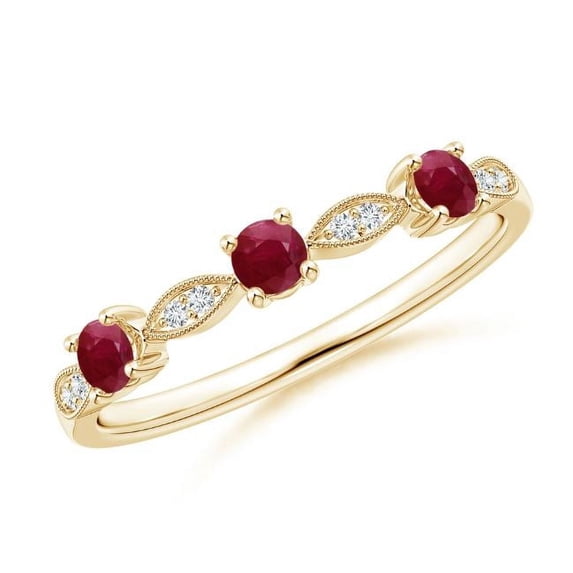Round Shape Red Ruby CZ Diamond Eternity Band Ring Women 925 Sterling Silver Yellow Gold Plated July Birthstone Wedding Anniversary Gift Gemstone Jewelry