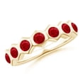 thumbnail image 1 of Round Shape Red Ruby Eternity Band Ring Women 925 Sterling Silver Yellow Gold Plated July Birthstone Wedding Valentines Day Gift Gemstone Jewelry, 1 of 5