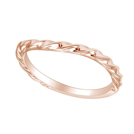 AFFY Round Shape Rope Style Enagegment Ring 14K Solid Rose Gold Ring Size-5.5