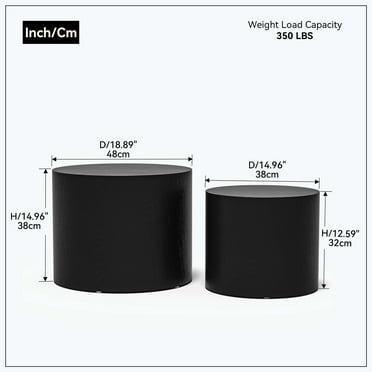 Round Shape Side Table set of 2 Matte Black