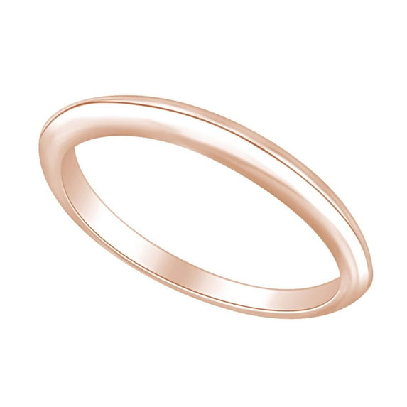 AFFY Round Shape Simple Classic Engagement Band Ring 14K Solid Rose Gold Ring Size-5