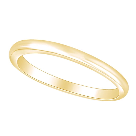 AFFY Round Shape Simple Polished Engagement Ring 14K Solid Yellow Gold Ring Size-5