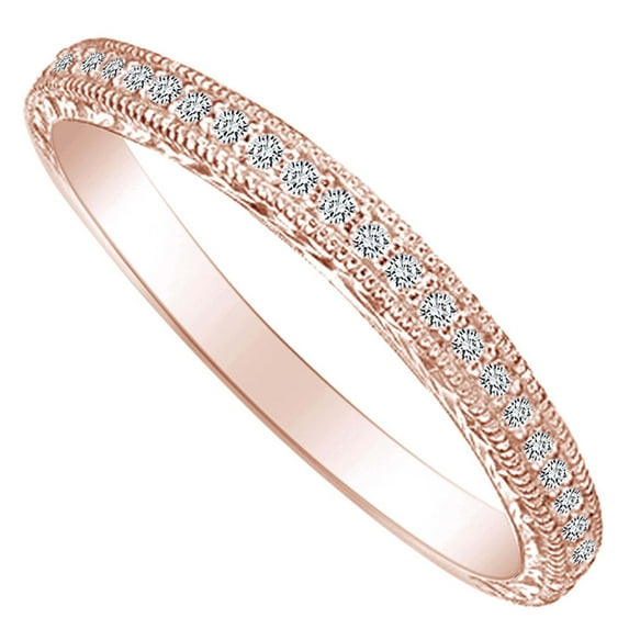 AFFY Round Shape Simple Rope Style Engagement Ring 14K Solid Rose Gold Ring Size-8.5