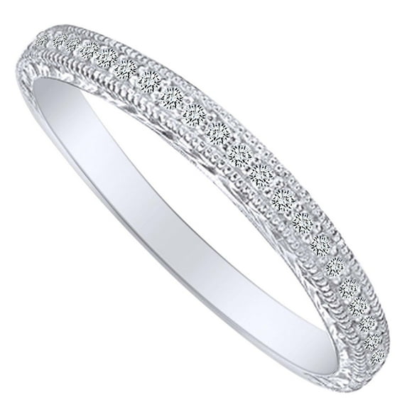 AFFY Round Shape Simple Rope Style Engagement Ring 14K Solid White Gold Ring Size-11.5