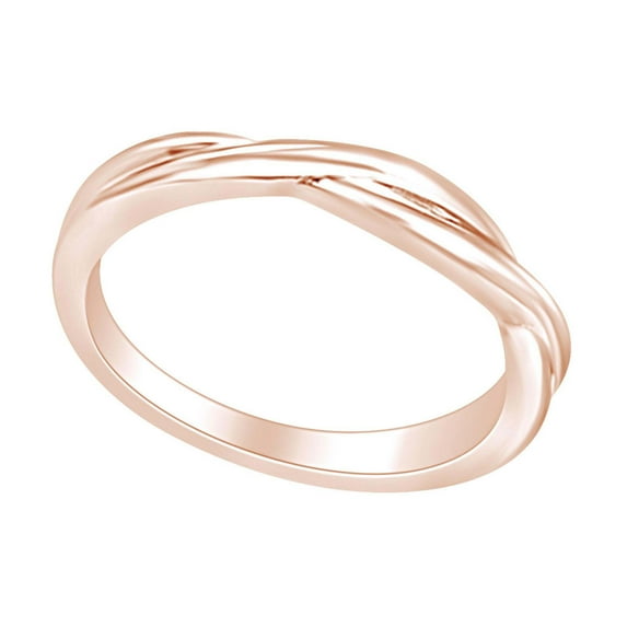 AFFY Round Shape Simple & Sleek Plain Engagement Ring 14K Solid Rose Gold Ring Size-12
