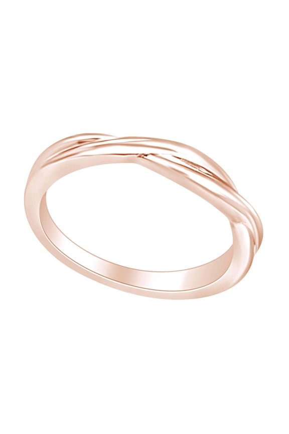Round Shape Simple & Sleek Plain Engagement Ring 14K Solid Rose Gold Ring Size-6