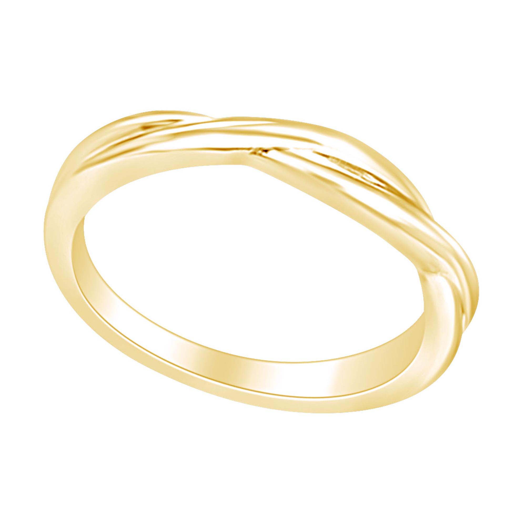 Round Shape Simple Sleek Plain Engagement Ring 14K Solid Yellow