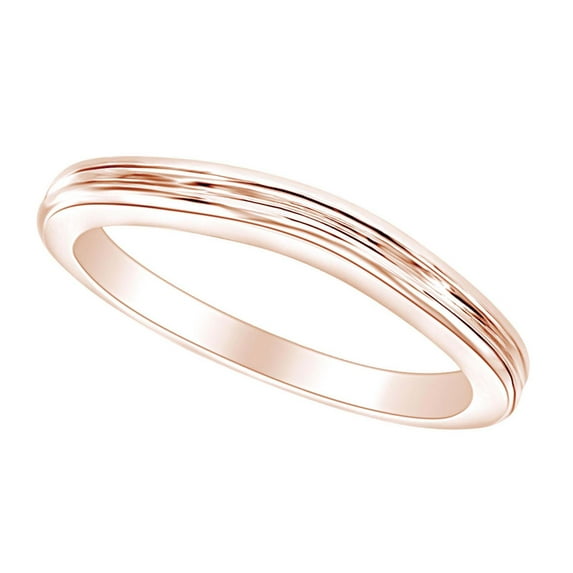 AFFY Round Shape Simple Style Engagement Band Ring 14K Solid Rose Gold Ring Size-8.5