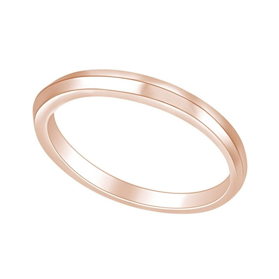AFFY Round Shape Simple Wedding Band Ring 14K Solid Rose Gold Ring Size-11.5
