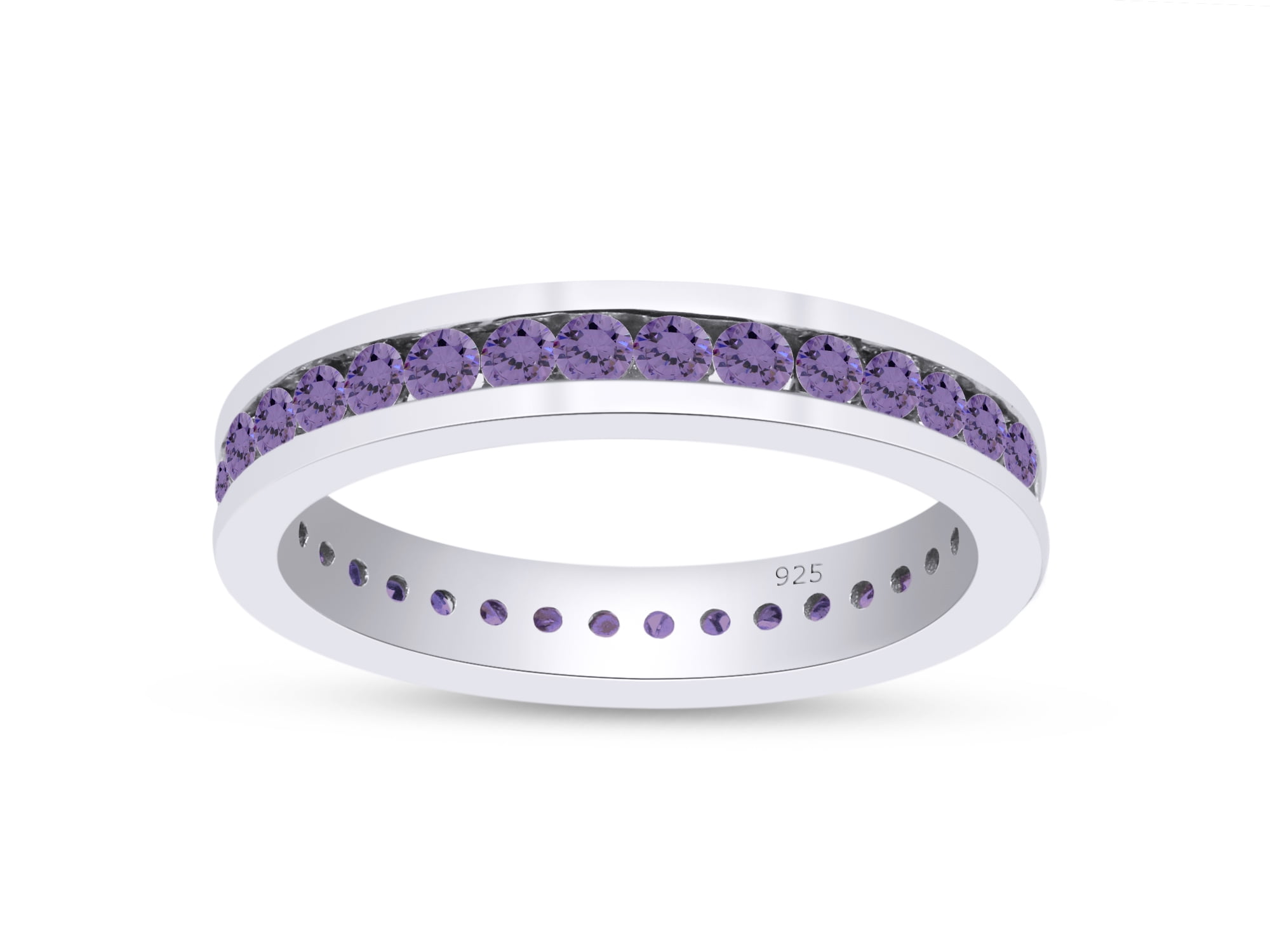 AFFY Round Shape Simulated Alexandrite Full Eternity Band Ring In 14K AFFY Round Shape Simulated Alexandrite Full Eternity Band Ring In 14K