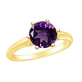 thumbnail image 1 of AFFY Round Shape Simulated Amethyst Solitaire Engagement Ring In 14k Solid Yellow Gold Ring Size-6.5, 1 of 1