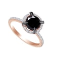 thumbnail image 1 of AFFY Round Shape Simulated Black & White Cubic Zirconia Halo Engagement Ring In 10k Solid Rose Gold (2 cttw) Ring Size-4, 1 of 1