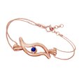 thumbnail image 1 of AFFY Round Shape Simulated Blue Sapphire Beautiful Eyes Chain Bracelets In 14k Rose Gold Over Sterling Silver -8.5", 1 of 1
