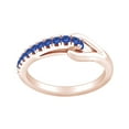 thumbnail image 1 of AFFY Round Shape Simulated Blue Sapphire Fashion Promise Engagement Ring 14k Rose Gold Over Sterling Silver Ring Size-5, 1 of 2