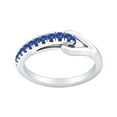 thumbnail image 1 of AFFY Round Shape Simulated Blue Sapphire Fashion Promise Engagement Ring 14k White Gold Over Sterling Silver Ring Size-4, 1 of 2