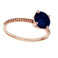 thumbnail image 1 of AFFY Round Shape Simulated Blue Sapphire Solitaire Engagement Ring In 14K Rose Gold, Ring Size-5, 1 of 1