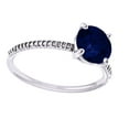 thumbnail image 1 of AFFY Round Shape Simulated Blue Sapphire Solitaire Engagement Ring In 14K White Gold, Ring Size-10, 1 of 1