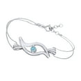 thumbnail image 1 of AFFY Round Shape Simulated Blue Topaz Beautiful Eyes Chain Bracelets In 14k White Gold Over Sterling Silver -8.5", 1 of 1