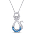 thumbnail image 1 of AFFY Round Shape Simulated Blue Topaz Infinity Monkey Pendant Necklace In 14K White Gold Over Sterling Silver By, 1 of 5