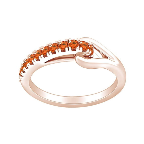 AFFY Round Shape Simulated Citrine Fashion Promise Engagement Ring 14k Rose Gold Over Sterling Silver Ring Size-10.5