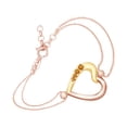 thumbnail image 1 of AFFY Round Shape Simulated Citrine Two Tone Heart Link Chain Bracelets In 14k Rose Gold Over Sterling Silver-7.5", 1 of 1
