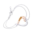 thumbnail image 1 of AFFY Round Shape Simulated Citrine Two Tone Heart Link Chain Bracelets In 14k White Gold Over Sterling Silver-8.5", 1 of 1