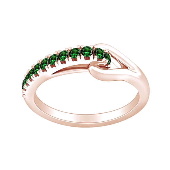 AFFY Round Shape Simulated Emerald Fashion Promise Engagement Ring 14k Rose Gold Over Sterling Silver Ring Size-5