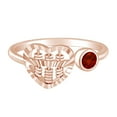 thumbnail image 1 of AFFY Round Shape Simulated Garnet Heart Abacus Engagement Promise Ring In 10k Solid Rose Gold Ring Size-10, 1 of 1