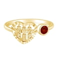 thumbnail image 1 of AFFY Round Shape Simulated Garnet Heart Abacus Engagement Promise Ring In 10k Solid Yellow Gold Ring Size-8, 1 of 1