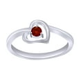 thumbnail image 1 of AFFY Round Shape Simulated Garnet Heart Engagement Ring in 14k White Gold Over Sterling Silver Ring Size - 7.5, 1 of 1