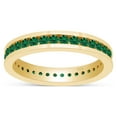 thumbnail image 1 of AFFY Round Shape Simulated Green Emerald Full Eternity Band Ring In 14K Yellow Gold Over Sterling Silver, Ring Size-8.5, 1 of 6