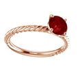 thumbnail image 1 of AFFY Round Shape Simulated Pink Ruby Twisted Solitaire Engagement Ring In 14K Rose Gold, Ring Size-9, 1 of 1