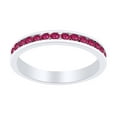 thumbnail image 1 of AFFY Round Shape Simulated Pink Tourmaline Eternity Band Ring In 14k White Gold Over Sterling Silver Ring Size-8.5, 1 of 1