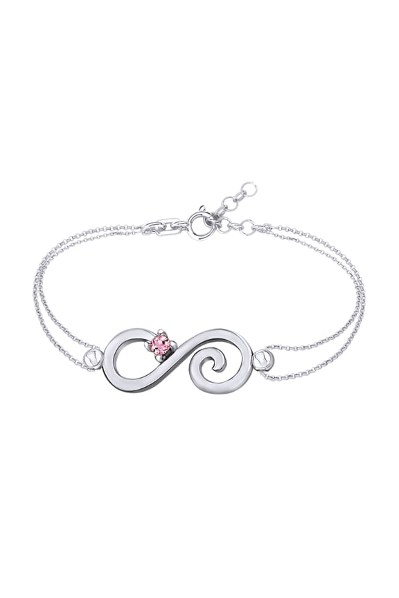 Round Shape Simulated Tourmaline Infinity Chain Bracelets In 14k White Gold Over Sterling Silver -8.5"