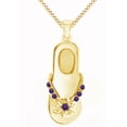 thumbnail image 1 of AFFY Round Shape Simulated Violet Amethyst Sandal Pendant Necklace In 14k Solid Yellow Gold (0.12 Cttw), 1 of 1