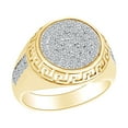 thumbnail image 1 of AFFY Round Shape Simulated White Cubic Zirconia Greek Key Men's Engagement Ring 14K Solid Gold, 1 of 1