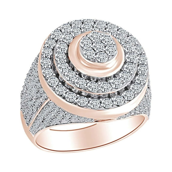 AFFY Round Shape Simulated White Cubic Zirconia Men's Halo Engagement Ring 10K Solid Gold
